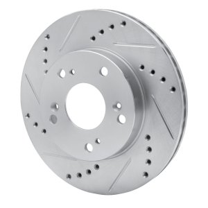 Acura ILX Brake Rotor (1) - Front Left - R1 Concepts - Drilled & Slotted - Silver - `12-`15